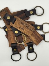 Personalized Leather/Wood Keychain - Custom Engraved Gift