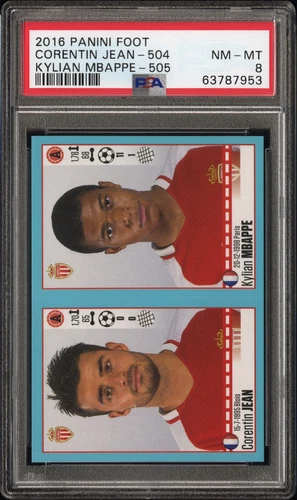 Kylian Mbappe Corentin Jean 2016-17 Panini Foot 504-505 PSA 8 MINT Rookie