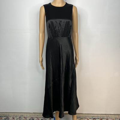 Spanx Silky Satin Like Slip Dress M Flare Midi Classic Black Sleeveless  Carefree | eBay