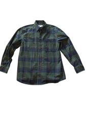 Orvis Men s Plaid Flannel Shirt Heavy Long Sleeve Green Navy Cotton Size Medium