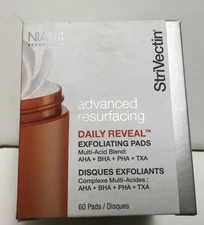 StriVectin Advanced Resurfacing Daily Reveal Exfoliating Face Pads, 60 ct NIB