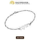 Hebrew Name Bracelet Personalized 925 Sterling Silver Figaro Chain Name Tag