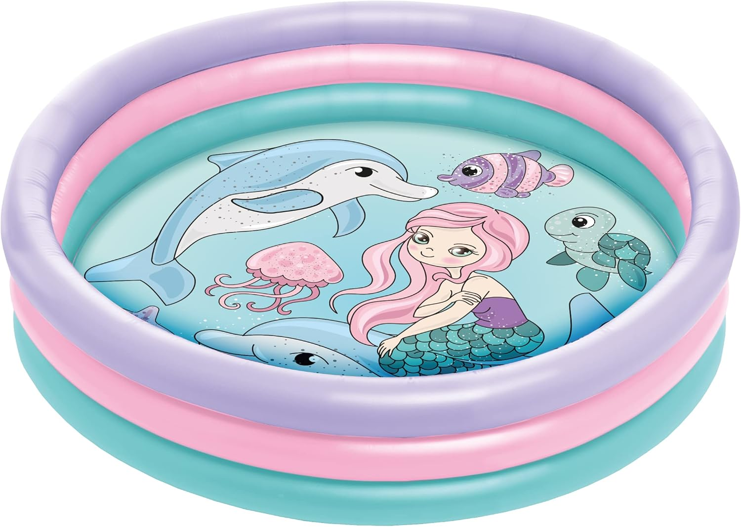 3 Ring Inflatable Kiddie Pool with Mermaid Design 51