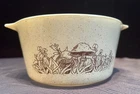 Pyrex 473-B Forest Fancies Mushroom 1 Qt Baking Dish Brown Woodland USA