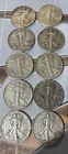 10 Walking Liberty Half Dollars 90% Silver Various Dates