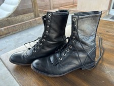 Vintage Justin L0506 Black Leather Lace Up Roper Kiltie Boots Women Size7.5B USA