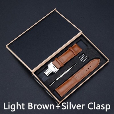 12mm-24mm Leather Watch Band Bracelet Strap Replacement Deployment Clasp Buckle