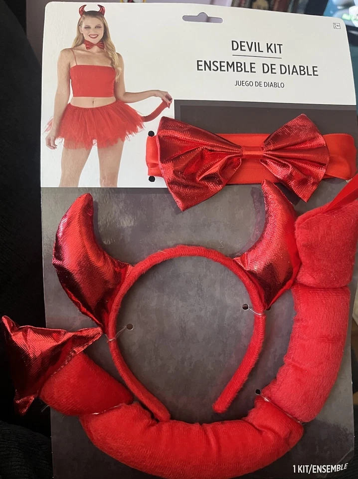 Devil 服装套装 - 头带带喇叭、领结和尾巴 — 第 2/4 张图片