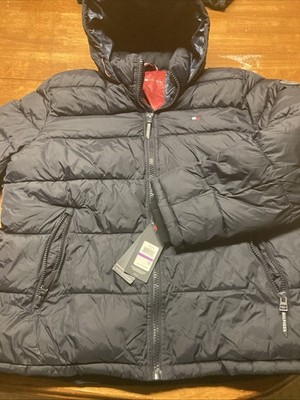 Tommy Hilfiger Navy Ultra Loft Hooded Ski Puffer Coat Wind Resistant NWT XXL