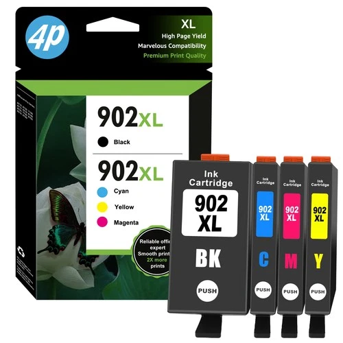 4 Pack 902XL Ink compatible with HP 902 OfficeJet 6978 6968 6954 6976 6979 6950