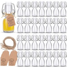 30Pcs Mini Swing Top Bottles with Stoppers 2 oz Mini Flip Top Glass Bottles w...