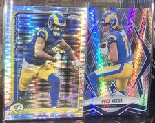 Lot of 2 Puka Nacua 2025 Topps Chrome Pulsar Refractor + Phoenix Hyper Prizm