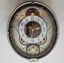 Seiko Melodies In Motion Golden French Horns 6 Tunes Wall Clock QXM265BRH