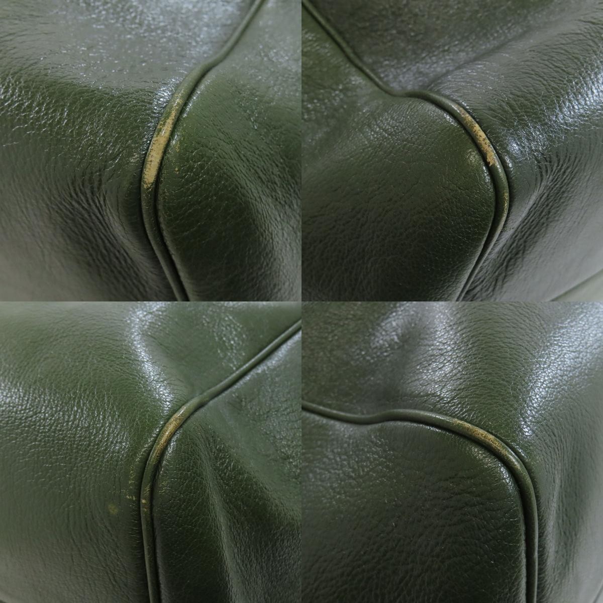Bottega Veneta Logo Tote Bag Leather Women's Green 12.2x14.6x7.5in condition thumbnail 10