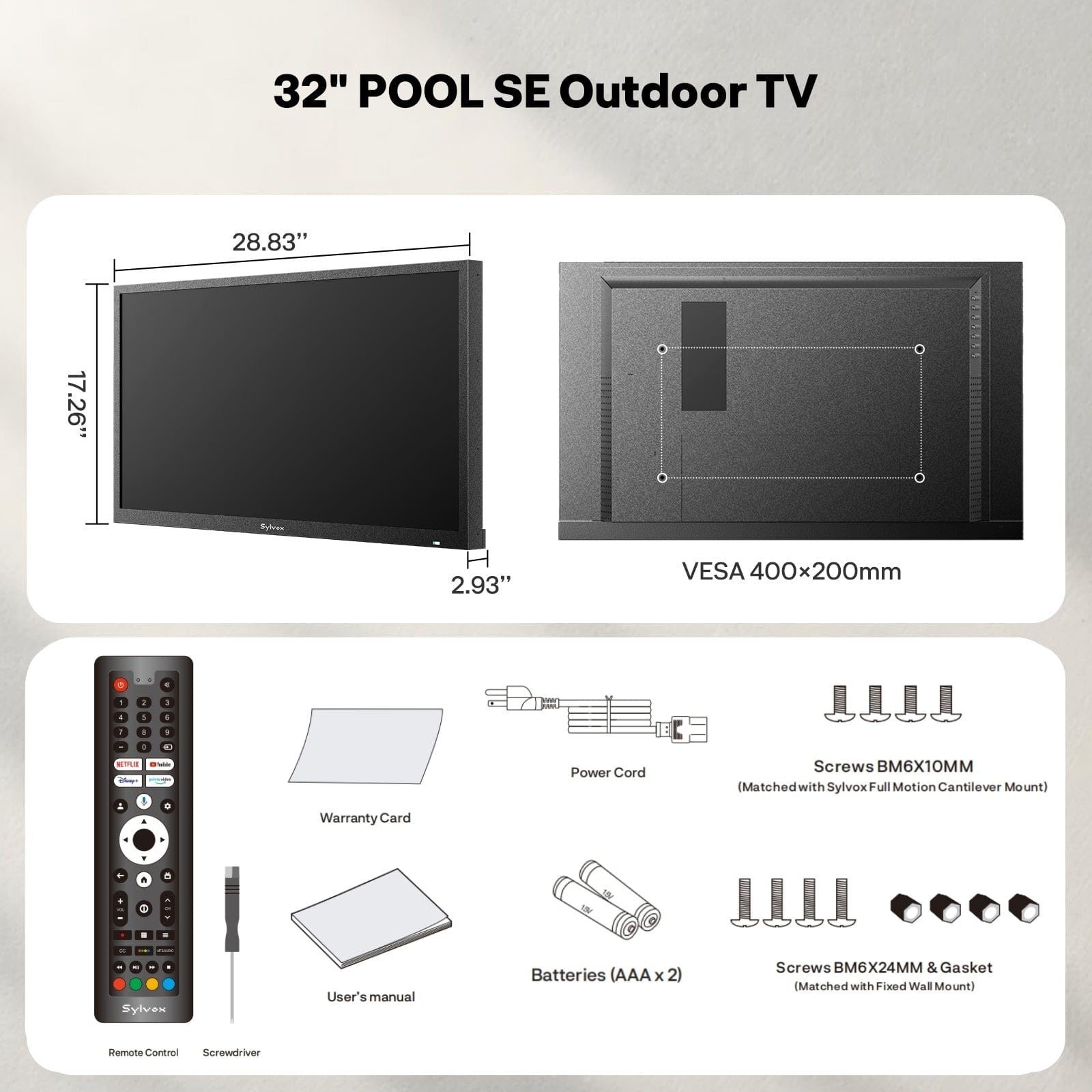 32 inch Weatherproof TV 1500nit Brightness 1080p 60Hz