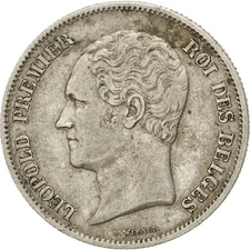 [#42300] Coin, Belgium, Leopold I, 2-1/2 Francs, 1849, Brussels, AU(50-53), Silv