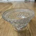 Anchor Hocking Vintage 1960's Footed Depression Glass Bowl Wexford Pattern