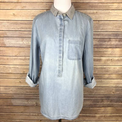 Ann Taylor LOFT The Softened Shirt MEDIUM Chambray Denim