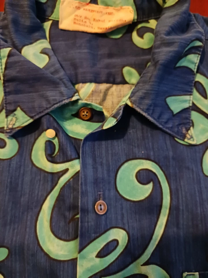 Vintage Rare Early Label Go Barefoot XL Hawaiian Floral Cotton Surf Shirt - Image 3 of 3