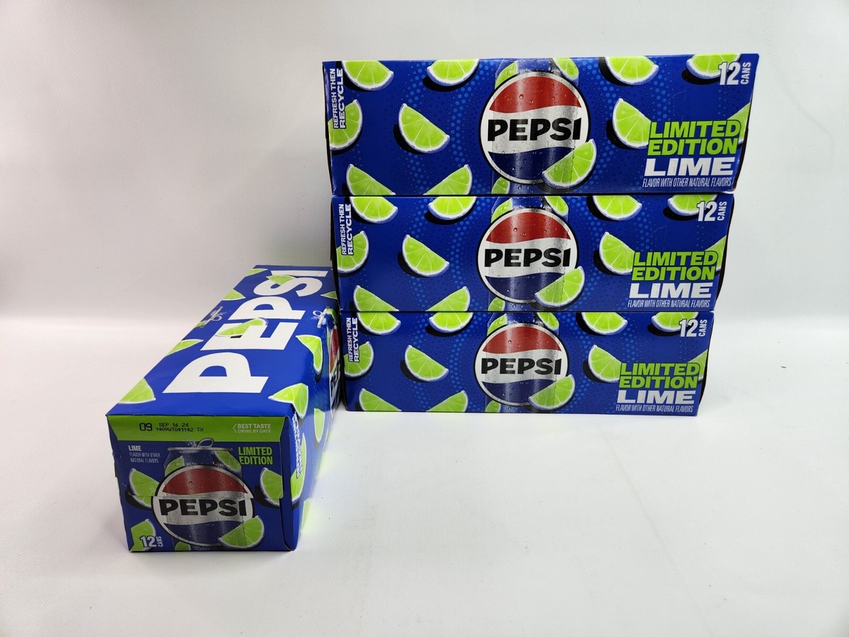 48 Cans Pepsi Lime - 4 Packs of 12 Cans - Limited Discontinued | eBay