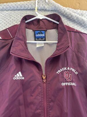 Adidas Mens OU Windbreaker Size XL Track And Field Maroon