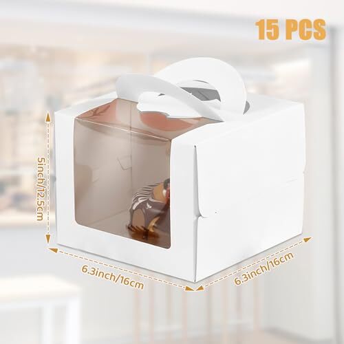 La Llareta Boîte À Gâteau En Carton, 15 Pièces Boîtes à Cupcake Portables, Boîte - Photo 2/7