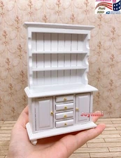 1/12 Dollhouse White Miniature Wood Multifunction Cabinet Bookcase Furniture