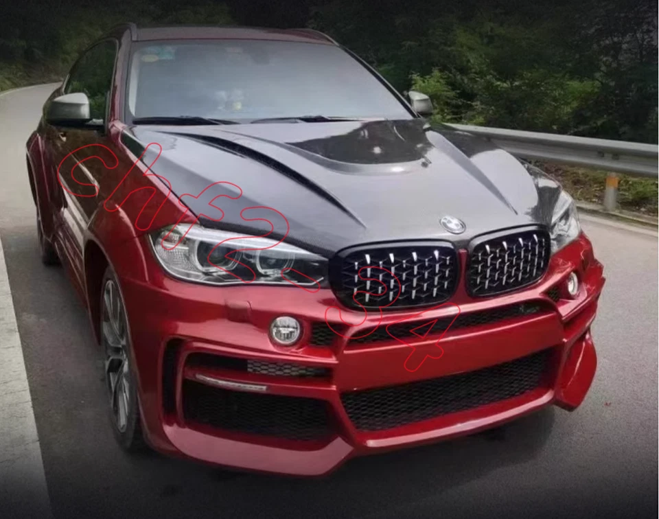 Cubierta de capó ventilada de fibra de carbono real para BMW X5 F15 X6 F16 2014-2018 Foto 3 de 4