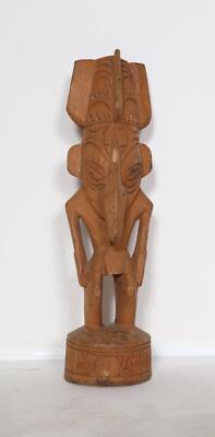 African or Oceanic Objects, Standing Figure with Elephant Features, Carved Wood