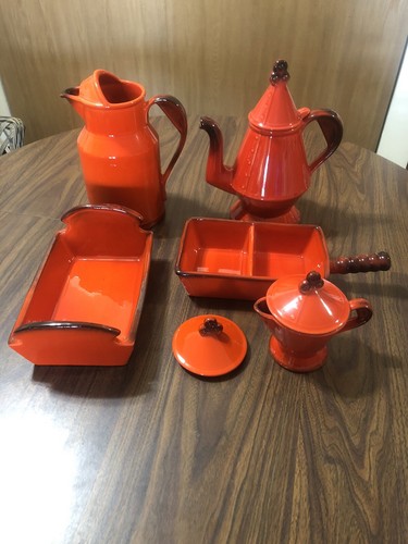 Vintage MCM Metlox Poppytrail Vernon Red Rooster Serving Set USA