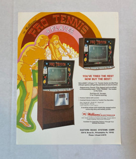 Williams Pro Tennis Original Video Arcade Game Flyer Brochure Ad Vintage