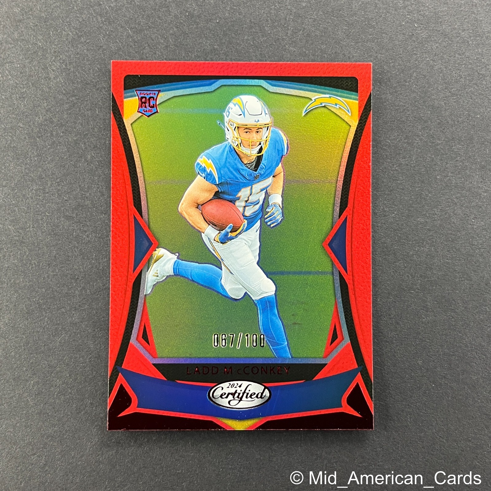 2024 Panini Certified Ladd McConkey Rookie Red Mirror #125 Chargers /100