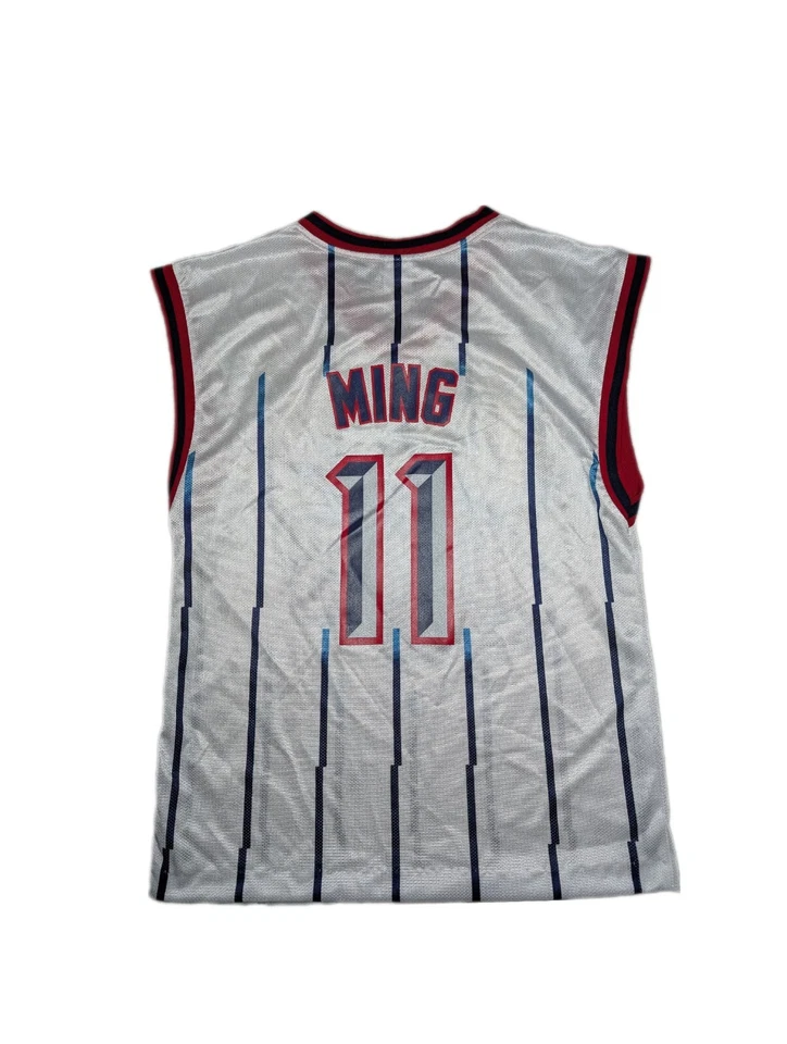 Camiseta deportiva de los Houston Rockets #11 YAO MING JUVENIL XL Y2K Reebok blanca a rayas Foto 2 de 4