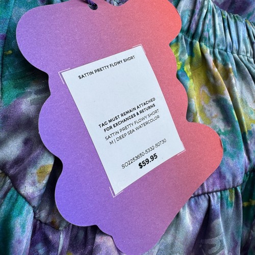 Yitty Fabletics Shorts Satin Pretty Flowy Deep Sea Watercolor NWT Womens M $59.9 - Picture 5 of 8