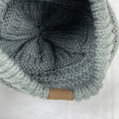 CC Beanie Women's Knit Slouchy Thick Cap Hat Unisex Solid Gray C.C Beanie - Picture 3 of 4