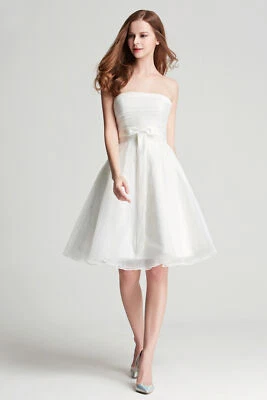 HBH Satin Brautkleid Hochzeitskleid,Schleife  A-Linie Schnürung  od Reißverschuß - Bild 1 von 4
