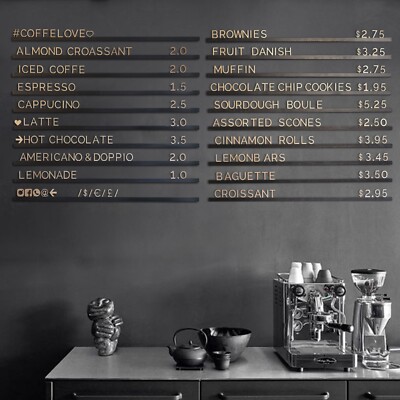 Menu Board Black Rails Changeable Letter Board for Cafe Bakery Restaurant