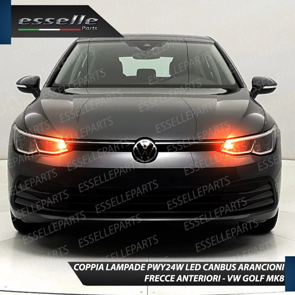 COPPIA LAMPADE LED PWY24W VW GOLF 8 VIII CANBUS LED FRECCE ANTERIORI NO ERRORE - Immagine 3 di 3