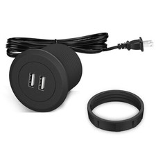 Mini Desk Power Grommet Outlet Build In 2 Usb Charging Ports Desktop Charger Sta