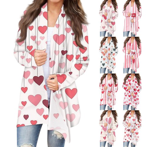 Women's Fashion Casual Printed Medium Length Cardigan Jacket Coat
