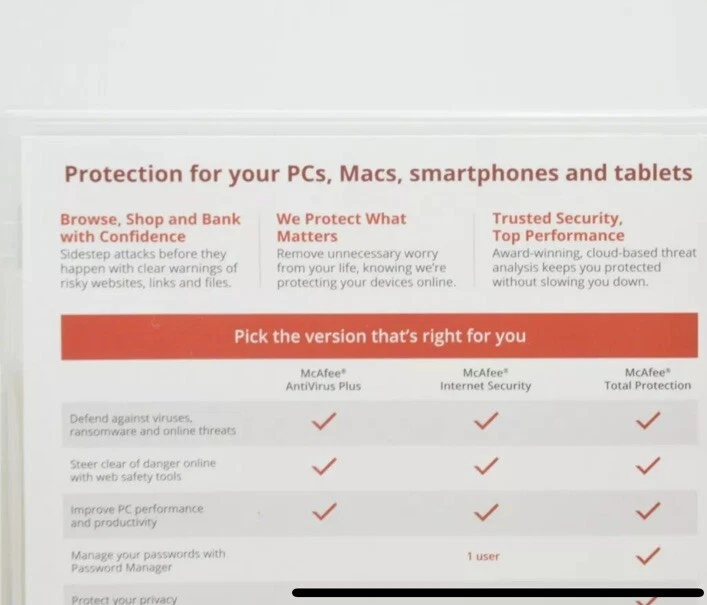 McAfee Internet Security 3 Device Antivirus Software 1 Year Free Shipping No Cd  - Image 4 of 4