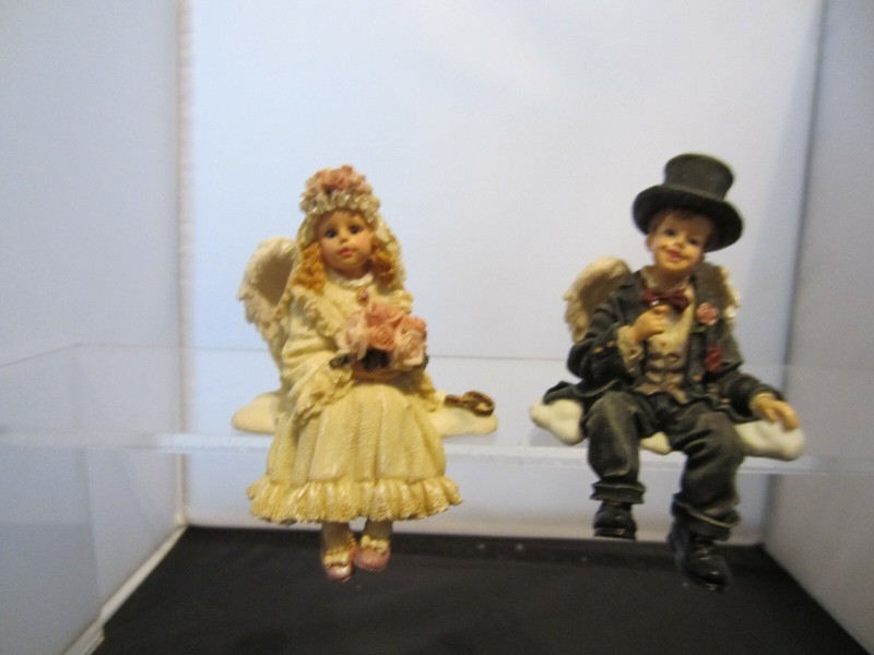  Boyds Wee Folkstones Shelf Sitter~Bride (PE/2546) & Groom(1E/1914)~Wedding Set