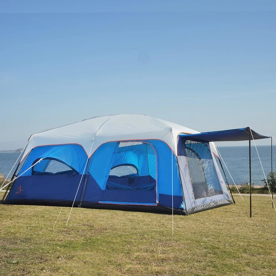 Tienda cabina extra grande - 12-14 personas, 2 habitaciones, 3 puertas y 3 ventanas - Impermeable Foto 4 de 4