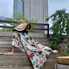 Indian Vintage 100 Cotton Long Beach Maxi Kaftan Dress One Size Caftan Kimono