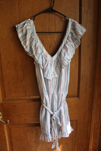 American Eagle Outfitters Striped Romper Ruffle Lined Short Size S
