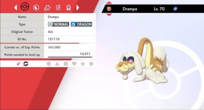 Pokemon Schwert & Schild Shiny Drampa 6IV Max EVs