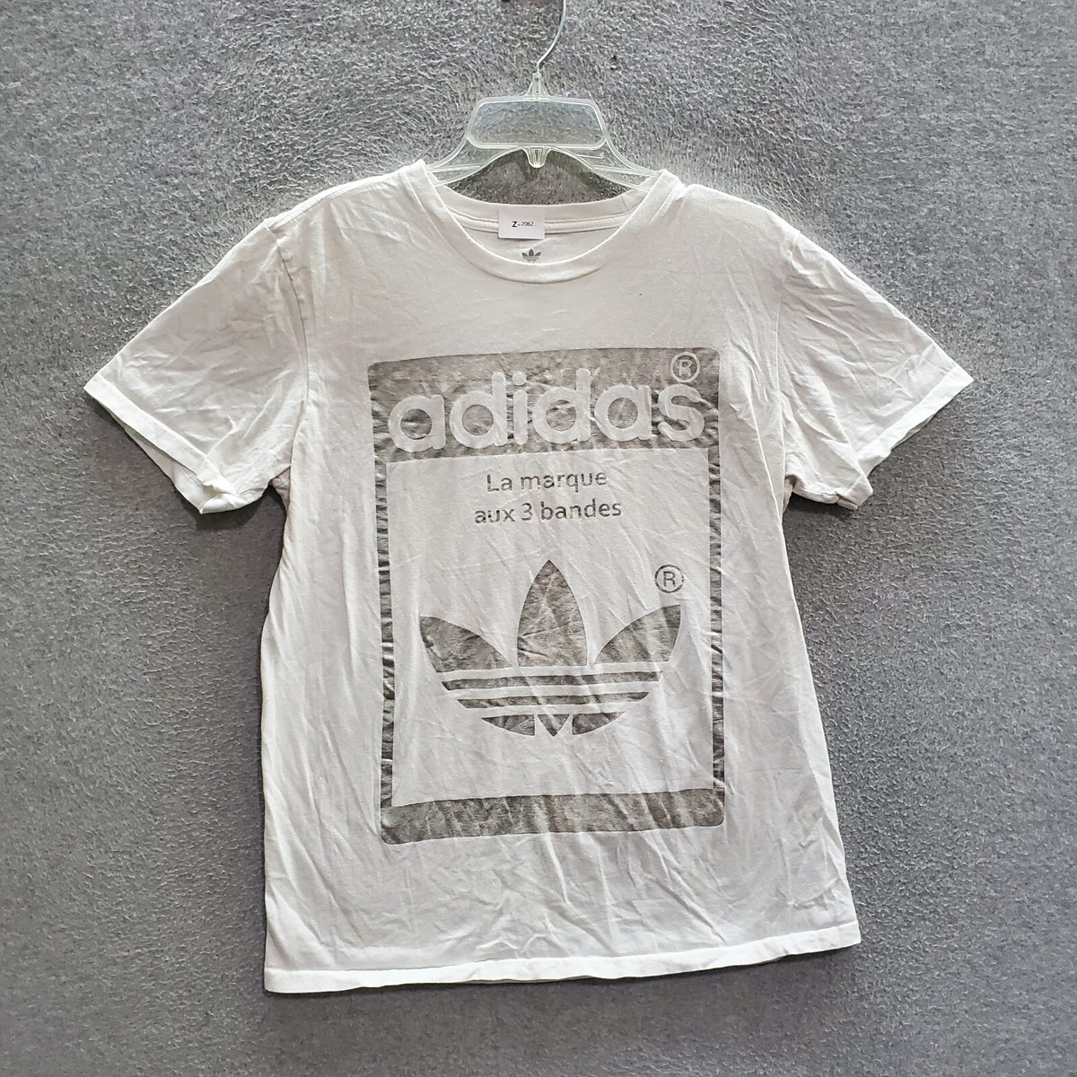 Adidas Men T-Shirt Medium White Logo La Marque Aux 3 Bandes Trefoil Tee  READ | eBay