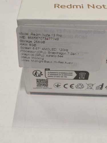 Redmi Note 13 Pro 256GB, Good Condition, Boxed, Incomplete - Afbeelding 3 van 10