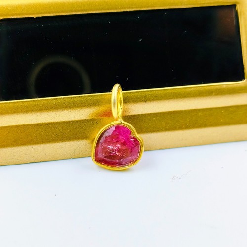 Dije de turmalina rosa en forma de corazón de plata de ley 925 dije hecho a mano - Imagen 6 de 9