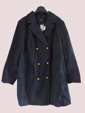 Evans Double Breasted Ladies Coat Navy Uk 26/28 Rrp £75 Ln012 Jj 01